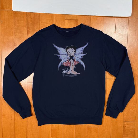 Y2K Betty Boop Fairy Crewneck Pullover Sweatshirt Blue Vintage Grunge Top 2009 - Picture 3 of 13